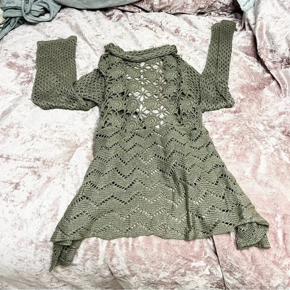 Dressbarn crochet knit beachy flowy cardigan - Picture 2 of 4